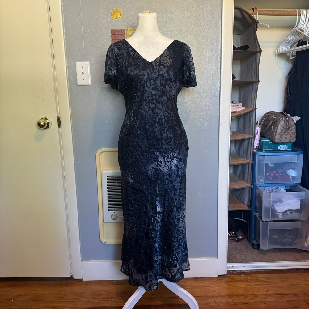navy blue floral maxi dress